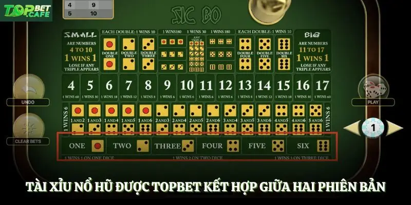 Tài xỉu nổ hũ được Topbet kết hợp giữa hai phiên bản