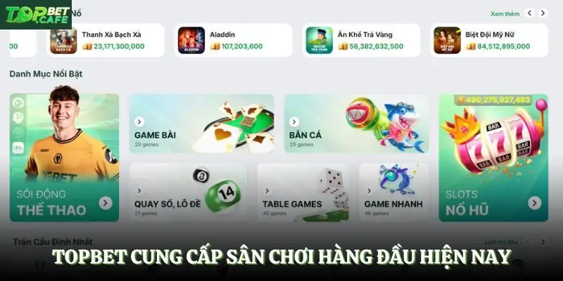 Topbet cung cấp sân chơi hàng đầu hiện nay